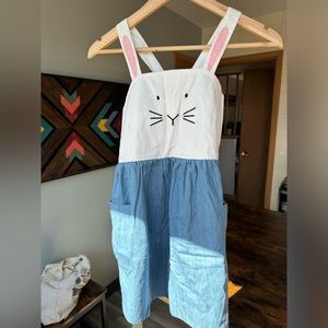 Fun Girls 8 Hanna Andersson Easter/Bunny dress, chambray and cotton with pockets